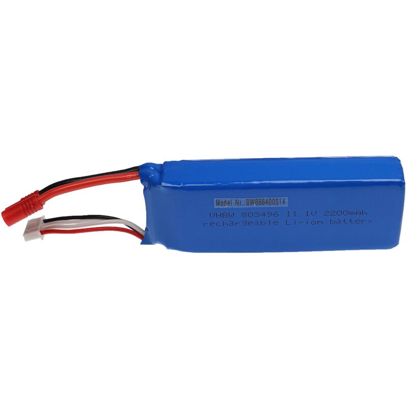 foto del prodotto batteria con connettore banana 3,5 mm per modellismo per es. macchine da corsa, elicotteri, aerei (2200mah, 11,1v, li-poly, 106 x 34 x 22 mm) - vhbw
