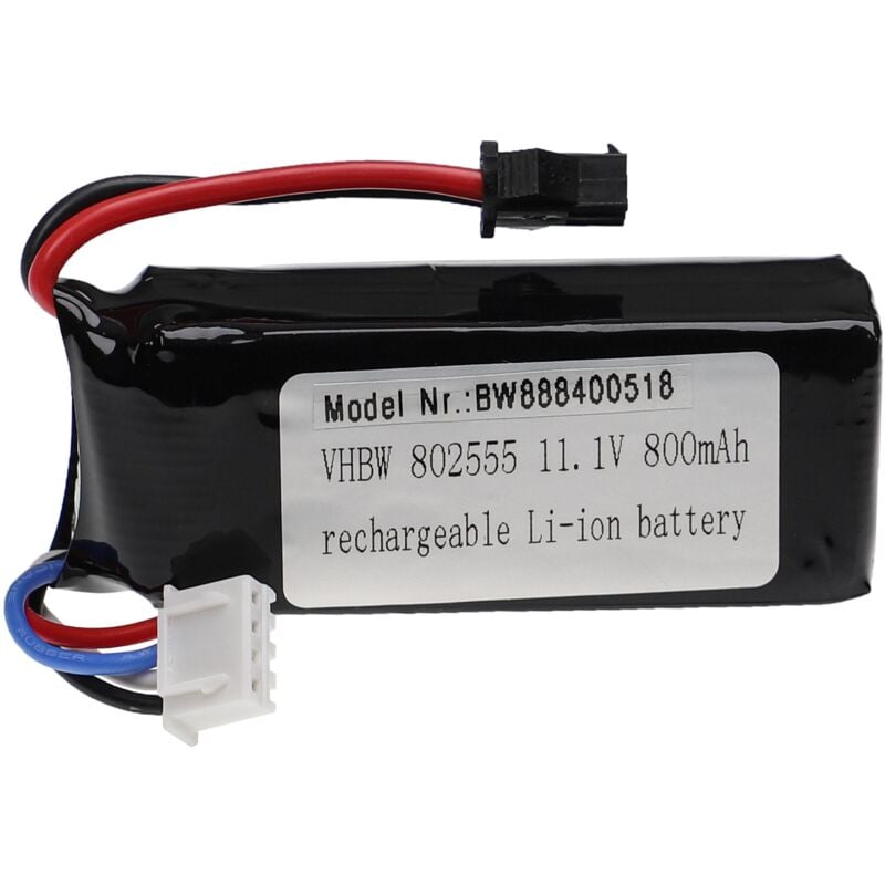 foto del prodotto batteria con sm per modellismo per es. macchine da corsa, elicotteri, aerei 800mah, 11,1v, li poly, 65 x 25 x 23 mm vhbw