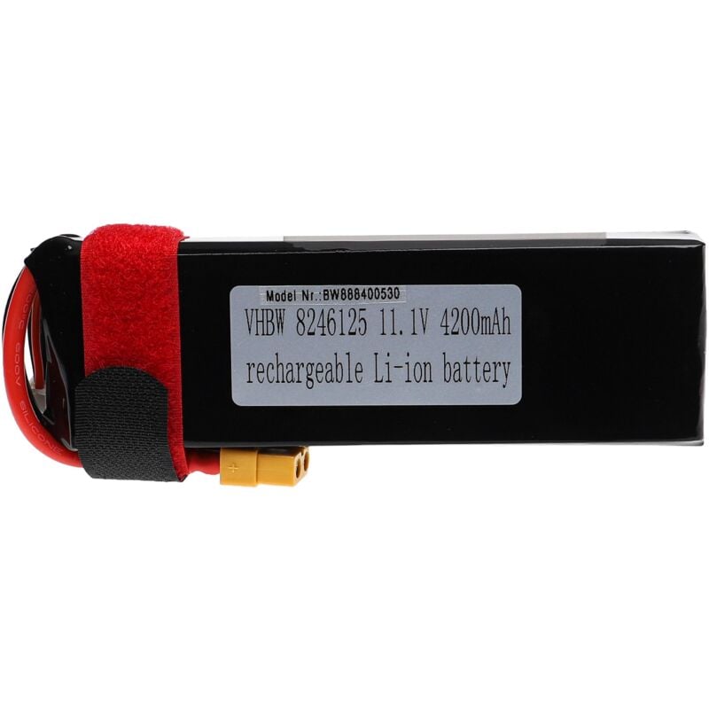 foto del prodotto batteria con xt60 per modellismo per es. macchine da corsa, elicotteri, aerei (4200mah, 11,1v, li-poly, 134 x 44,5 x 26,5 mm) - vhbw