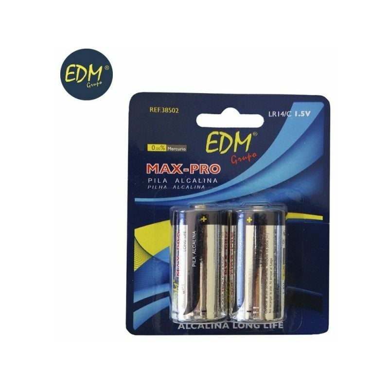 foto del prodotto batteria edm alcalina a lunga durata c lr14 1,5v blister 2 unit 26,2x50mm