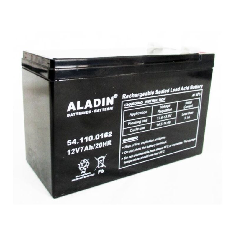 foto del prodotto batteria ermetica al gel aladin 12v 7.2 ah polo positivo a sinistra