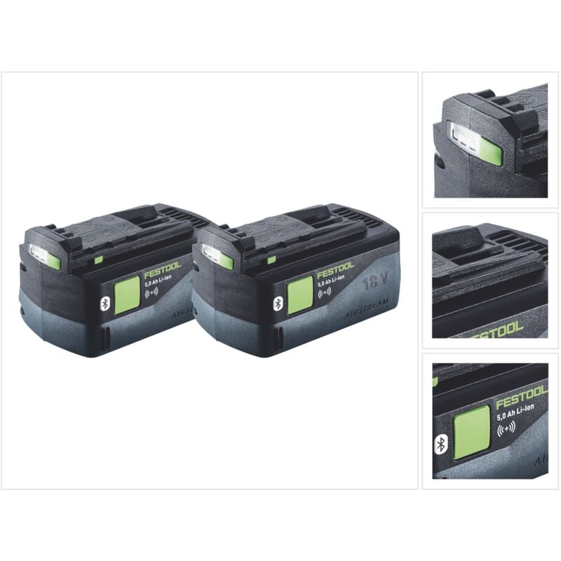 foto del prodotto batteria festool 2x bp 18 li 5,0 asi 18 v 5,0 ah 5000 mah li ion 2x 577660 bluetooth con indicatore del livello di carica
