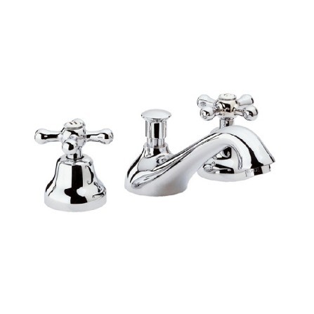 foto del prodotto batteria lavabo 3 fori remer stile retro serie liberty bianca opaca