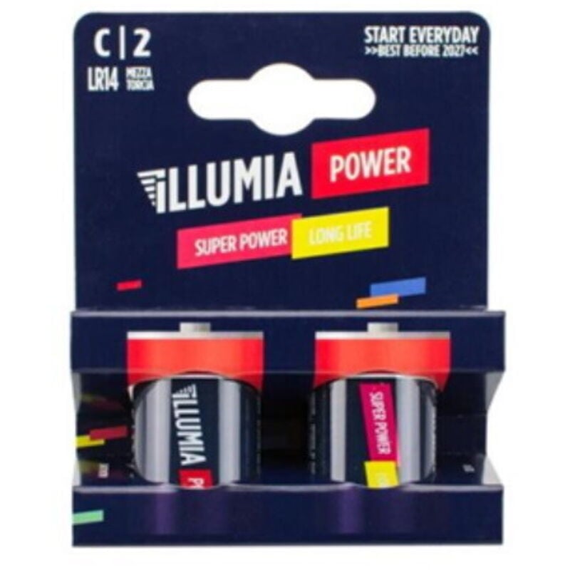 foto del prodotto batteria mezza torcia blister 2 pz alcalino tipo c2 c 2 alkali illumia power