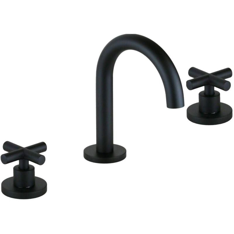 foto del prodotto batteria per lavabo a 3 fori in colore nero opaco gattoni taolos 1510015no nero opaco