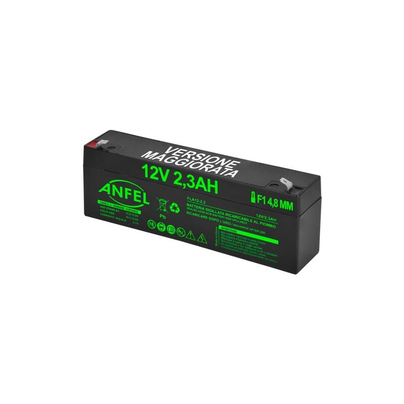 foto del prodotto batteria piombo 12v 2,3ah 2ah 2,2ah ermetica vrla , adatta per ups gruppi di continuita , videosorveglianza, sistemi di allarme, mobilita 