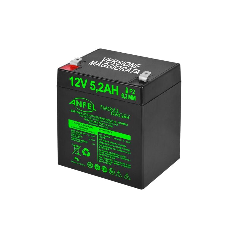foto del prodotto batteria piombo 12v 5,2ah 5ah 4,5ah 4ah ermetica vrla , adatta per ups gruppi di continuita , videosorveglianza, sistemi di allarme, mobilita 