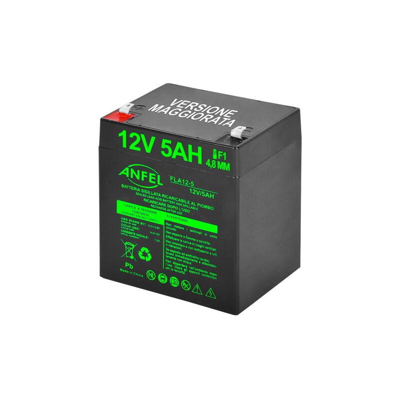 foto del prodotto batteria piombo 12v 5ah 4,5ah 4ah ermetica vrla , adatta per ups gruppi di continuita , videosorveglianza, sistemi di allarme, mobilita elettrica,