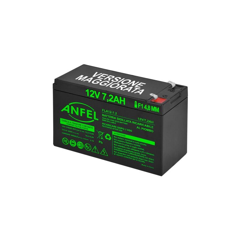 foto del prodotto batteria piombo 12v 7,2ah ermetica vrla , adatta per ups gruppi di continuita , videosorveglianza, sistemi di allarme, mobilita elettrica,