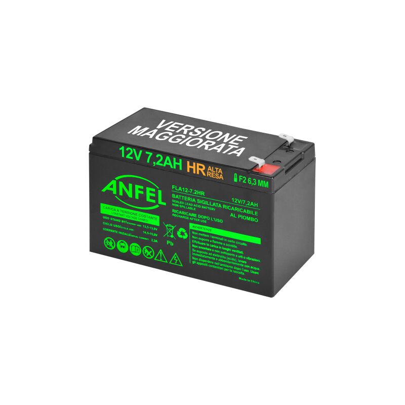 foto del prodotto batteria piombo 12v 7,2ah hr alta resa ermetica vrla , adatta per ups gruppi di continuita , videosorveglianza, sistemi di allarme, mobilita 