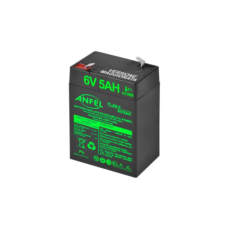 foto del prodotto batteria ricaricabile al piombo 6v 5ah 4,5ah 4ah agm ermetica ricambio per lampada emergenza beghelli allarme sirena giocattoli peg perego moto quads