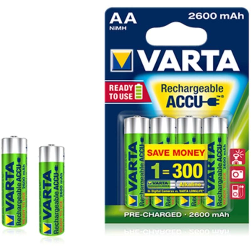 foto del prodotto batteria ricaricabili ni-mh 1,2 v 2600 mah cordless 4 pezzi stilo aa