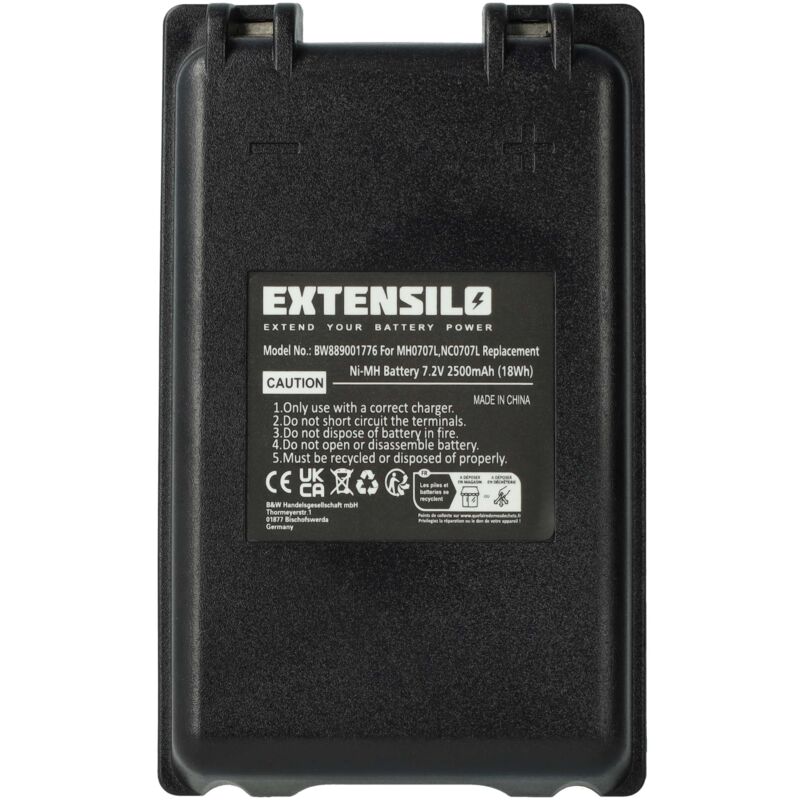 foto del prodotto batteria sostituisce autec mh0707l, nc0707l per radiocomando industriale, telecomando 2500mah, 7,2v, nimh - nero - extensilo