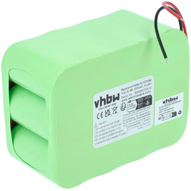 foto del prodotto batteria sostituisce bosch fd8901, gp180schsv12y2h, gprhc18sv007, vbh14401 03, vxas010v00, 00751992 per aspirapolvere 3000mah, 14,4v, nimh vhbw