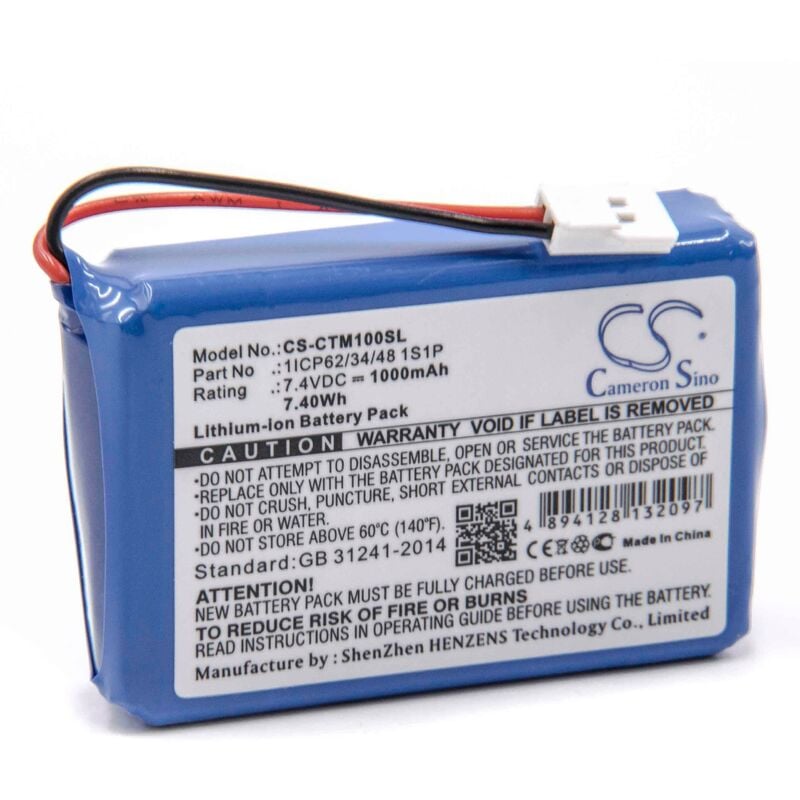 foto del prodotto batteria sostituisce ctms 1icp62 34 48 1s1p per validatore lettore di banconote 1000mah, 7,4v, li-ion - vhbw