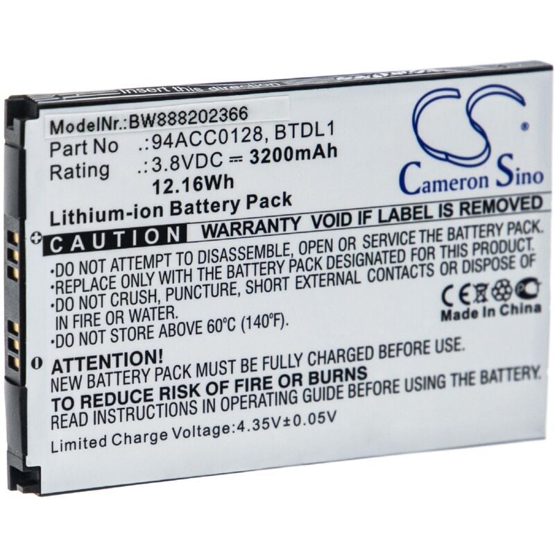 foto del prodotto batteria sostituisce datalogic 3h21 00000491, 94acc0128, 94acc0129, btdl1 per computer portatile scanner 3200mah, 3,8v, li ion vhbw