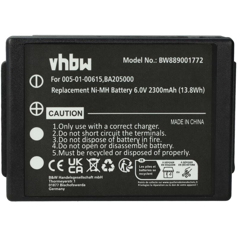 foto del prodotto batteria sostituisce hbc ba206000, ba206030, ba205030 per radiocomando industriale, telecomando 2300mah, 6v, nimh nero vhbw