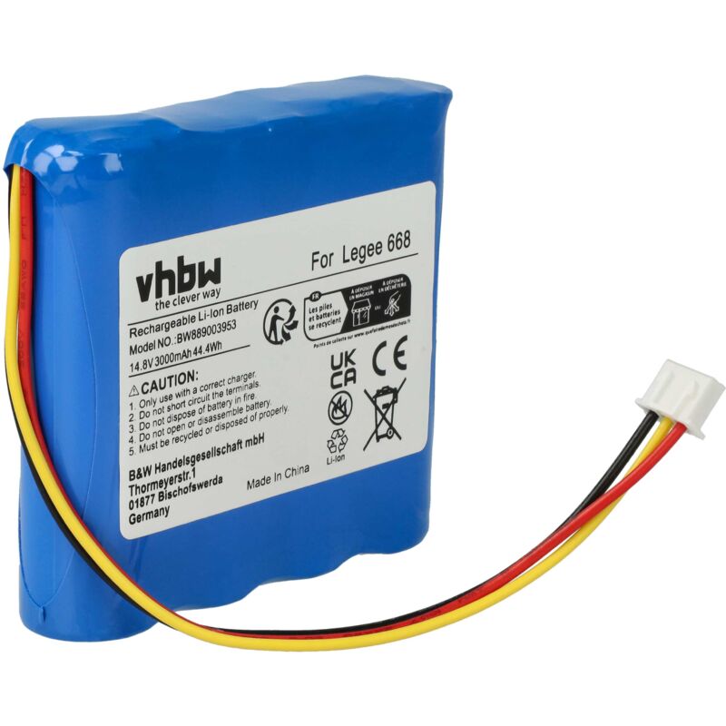 foto del prodotto batteria sostituisce hobot hb668p108 per home cleaner 3000mah, 14,8v, li ion, senza custodia vhbw
