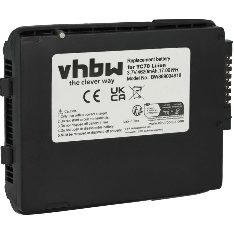 foto del prodotto batteria sostituisce motorola btry tc7x 46ma2, btry tc70x 46ma1 01 per lettore di codici a barre, pos 4620mah, 3,7v, li ion vhbw