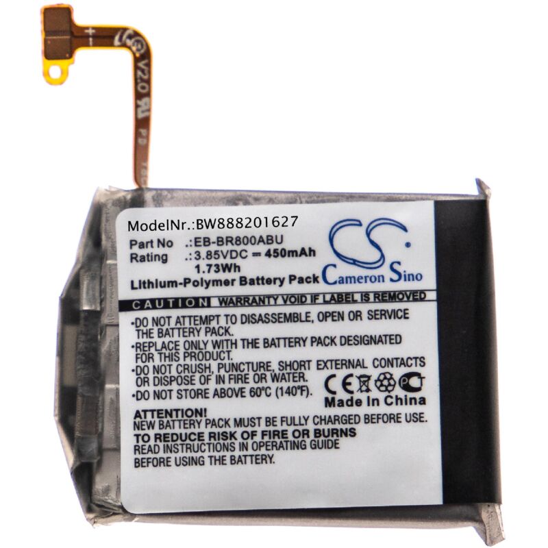 foto del prodotto batteria sostituisce samsung eb br800abu, gh43 04855a per smartwatch orologio bracciale fitness 450mah, 3,85v, li poly vhbw