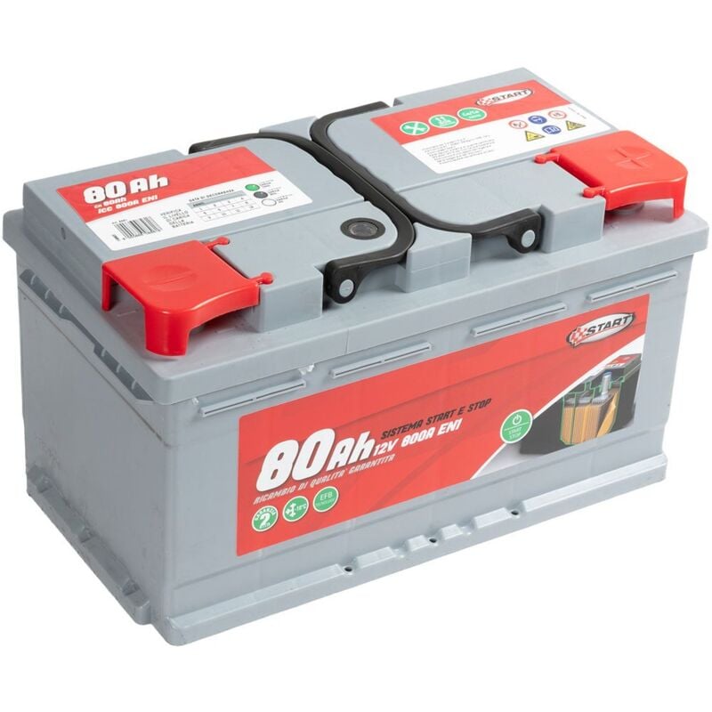 foto del prodotto batteria stop start 80ah 12v 800a en1 sigillata, polo positivo destro cassetta l3, efb technology, misure 27,5x17,5x19 cm