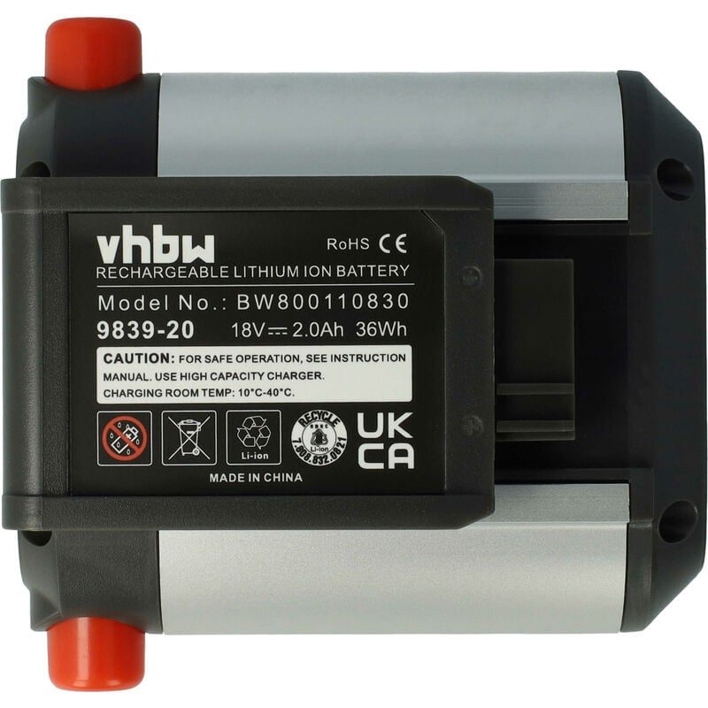 foto del prodotto batteria vhbw li ion 2000mah 18v compatibile con utensile elettrico gardena li 18 50 batteria cesoie 08877 20 sostituisce 09840 20, bli 18.
