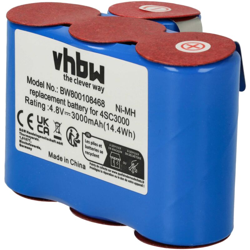 foto del prodotto batteria vhbw ni mh 3000mah 4.8v per vileda as 193e9a sostituisce 4sc3000.