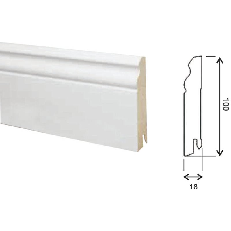 foto del prodotto battiscopa barocco in mdf bianco mm.18x100x2400