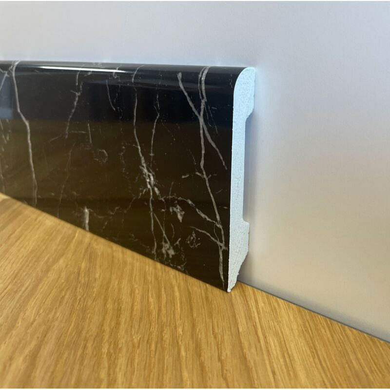 foto del prodotto battiscopa bc lucido nero marquina 85x14x2000mm in polimeri polistrutturato