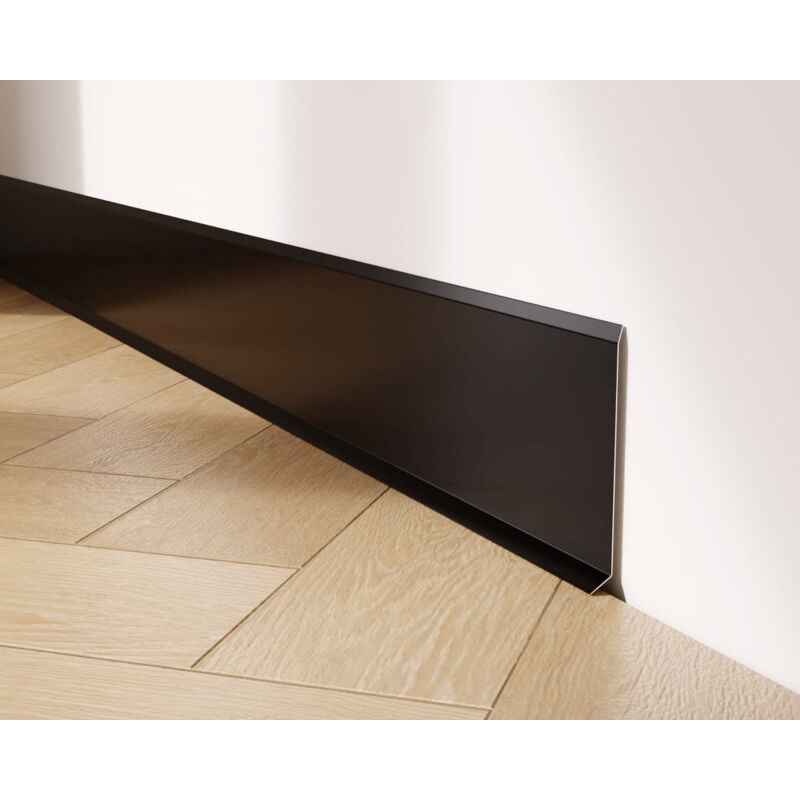 foto del prodotto battiscopa decorativo in acciaio inossidabile per parete e muro 10 cm x 270 cm nero opacizzato