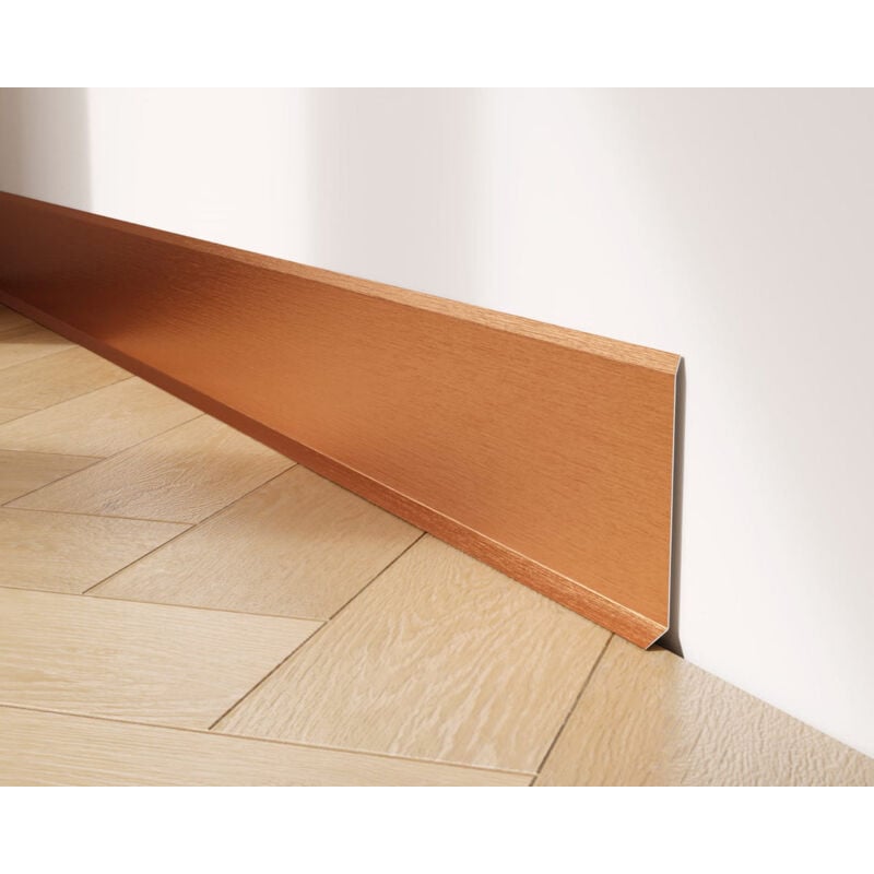 foto del prodotto battiscopa decorativo in acciaio inossidabile per parete e muro 6 cm x 270 cm rame satinato