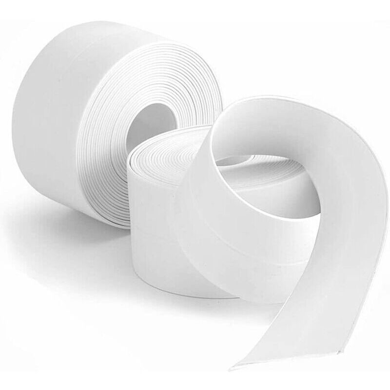 foto del prodotto battiscopa flessibile - striscia sigillante autoadesiva da 32 mm e 3,8 m, striscia pieghevole flessibile, striscia sigillante per giunti bianca