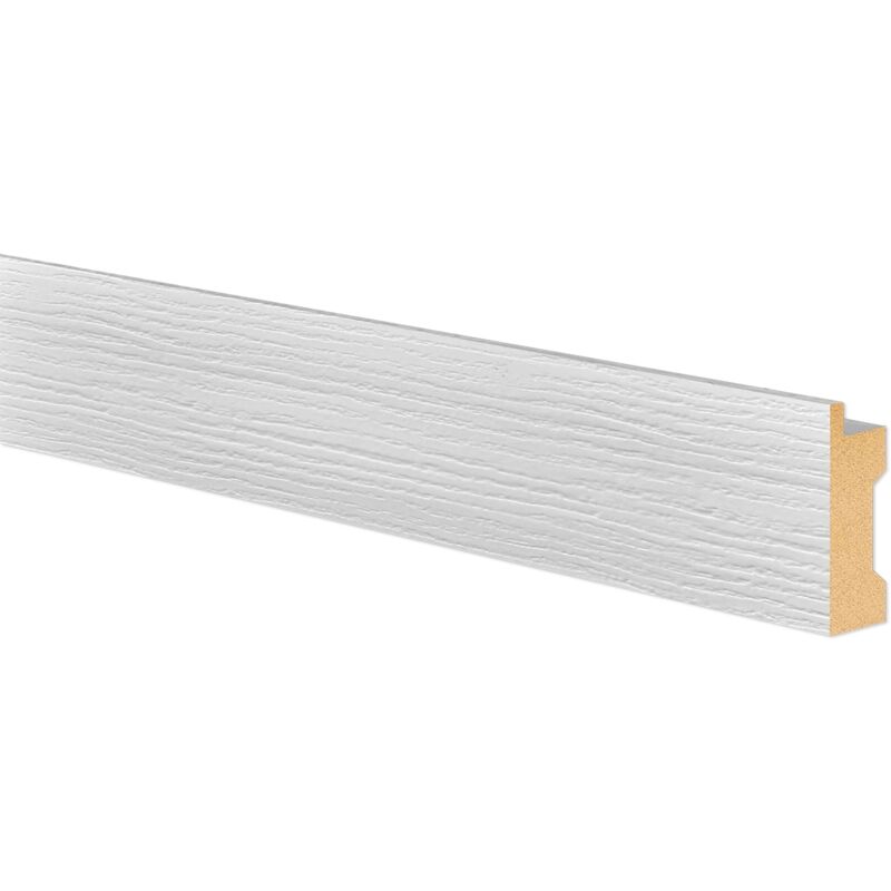 foto del prodotto battiscopa in polimeri ad incasso rasomuro per cartongesso 39x17x2800mm bianco rovere bianco spazzolato