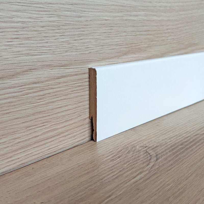 foto del prodotto battiscopa mdf bianco liscio eve 12 x 80 mm asta da 2,4 m verniciabile onlywood