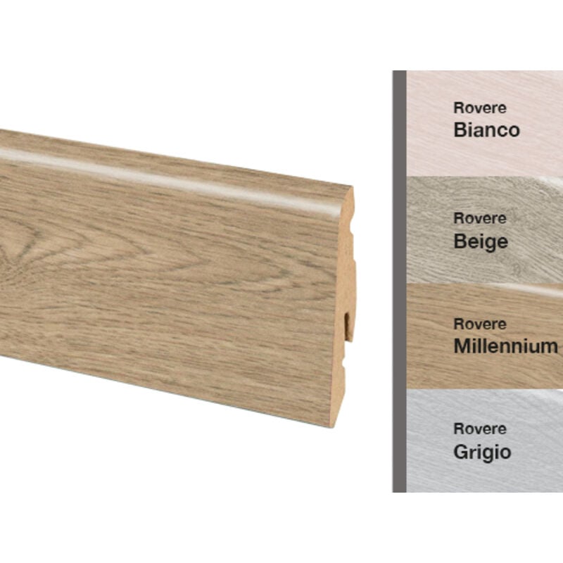 foto del prodotto battiscopa mdf rovere bianco 58x14x2400