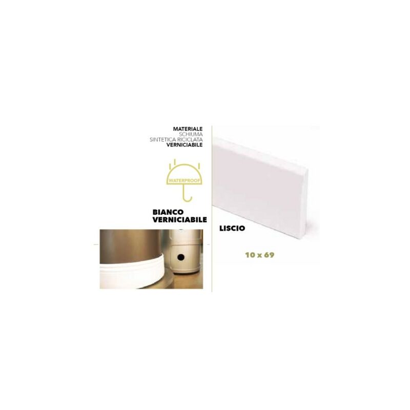 foto del prodotto battiscopa pro flessibile flex liscio bianco verniciabile mm.10xmm.69xmt.4.80 in rotolo