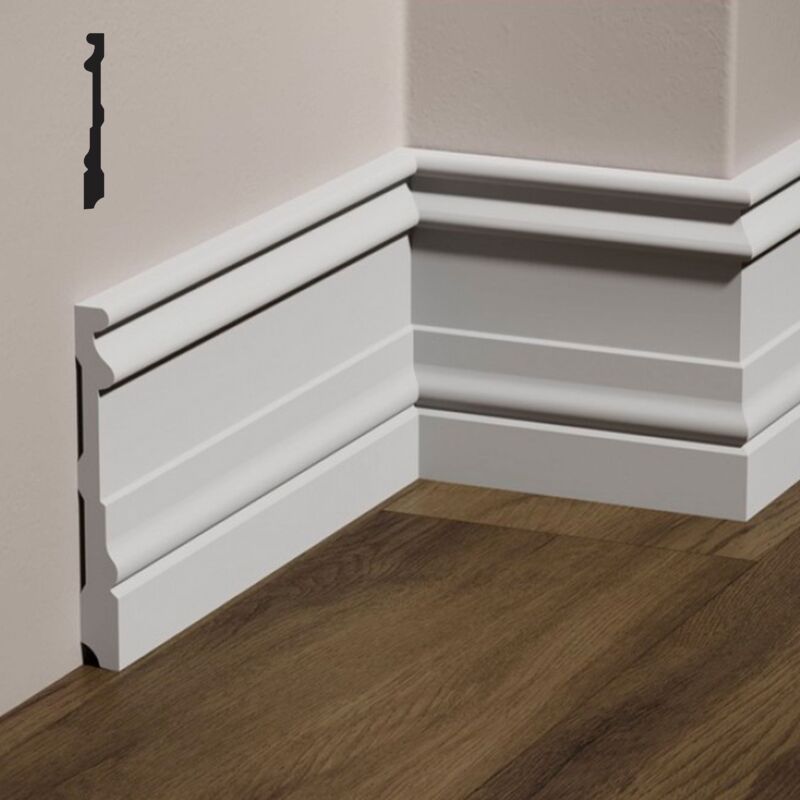 foto del prodotto battiscopa regale in polimeri feelingwood hd 150x17mm bianco prezzo al metro 