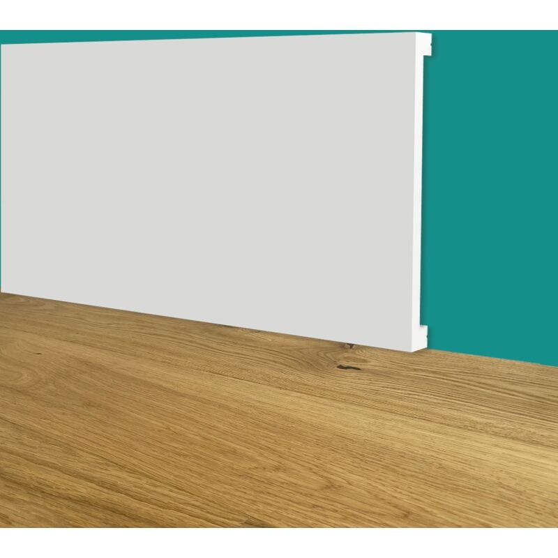 foto del prodotto battiscopa squadrato bianco passacavo 100x10x2000mm in polimeri polistrutturato
