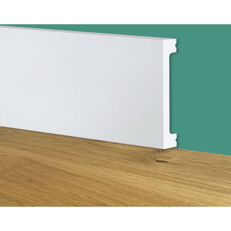 foto del prodotto battiscopa squadrato bianco passacavo 100x13x2000mm in polimeri polistrutturato