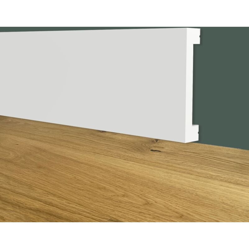 foto del prodotto battiscopa squadrato bianco passacavo 50x10x2000mm in polimeri polistrutturato