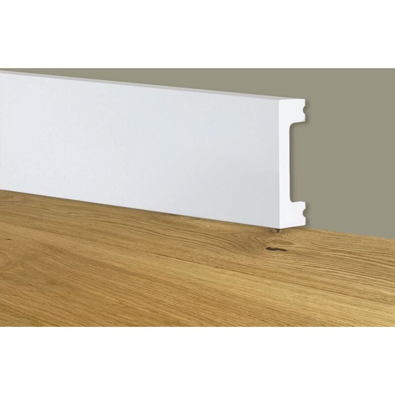 foto del prodotto battiscopa squadrato bianco passacavo 50x13x2000mm in polimeri polistrutturato