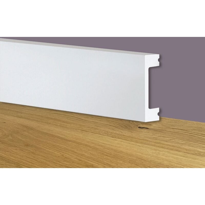 foto del prodotto battiscopa squadrato bianco passacavo 50x20x2000mm in polimeri polistrutturato