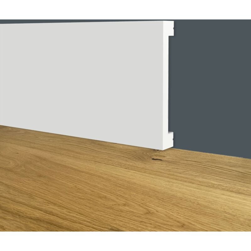 foto del prodotto battiscopa squadrato bianco passacavo 60x10x2000mm in polimeri polistrutturato