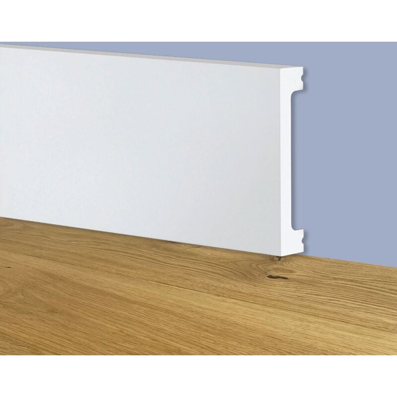 foto del prodotto battiscopa squadrato bianco passacavo 75x13x2000mm in polimeri polistrutturato