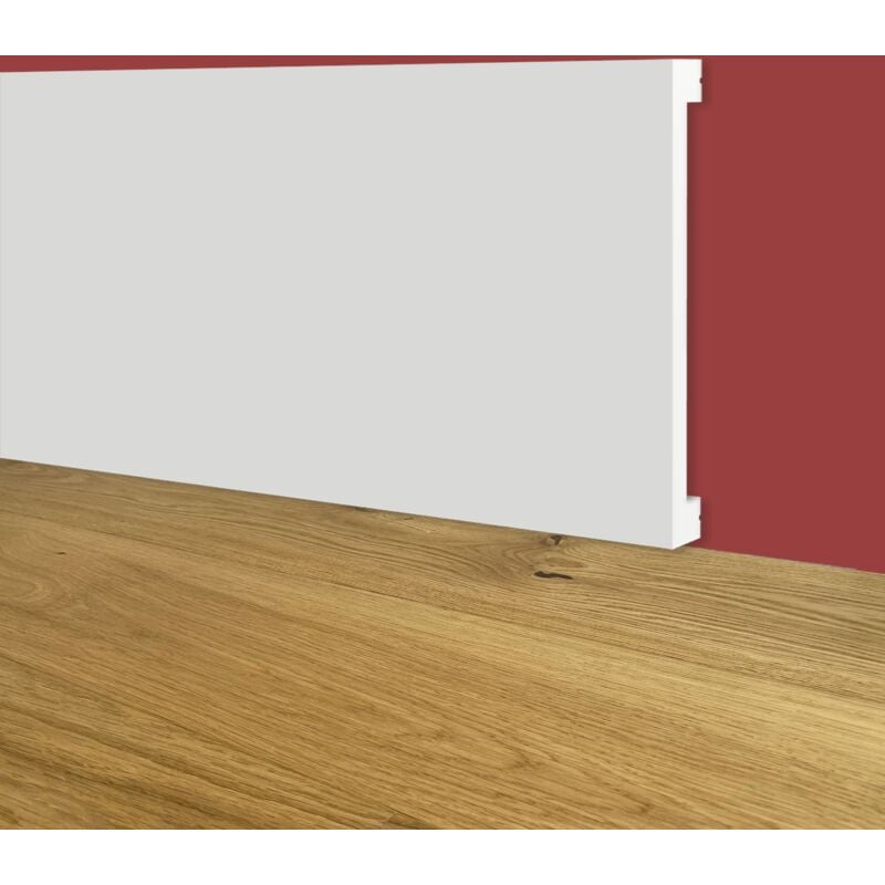 foto del prodotto battiscopa squadrato bianco passacavo 80x10x2000mm in polimeri polistrutturato