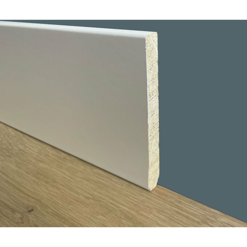 foto del prodotto battiscopa zoccolini in legno massello alto squadrato 120x13mm laccato bianco