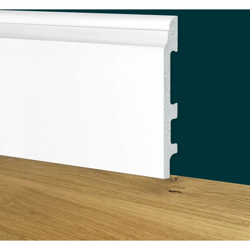 foto del prodotto battiscopa zoccolino bianco mod. corinzio 120x15x2000mm in polimeri polistrutturato