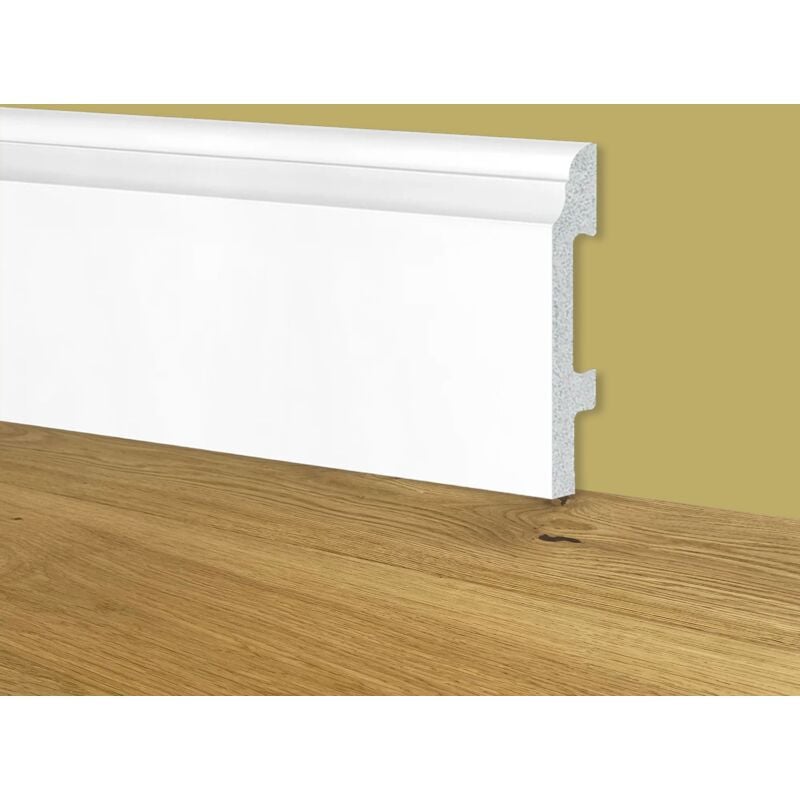 foto del prodotto battiscopa zoccolino bianco mod. corinzio 95x15x2000mm in polimeri polistrutturato