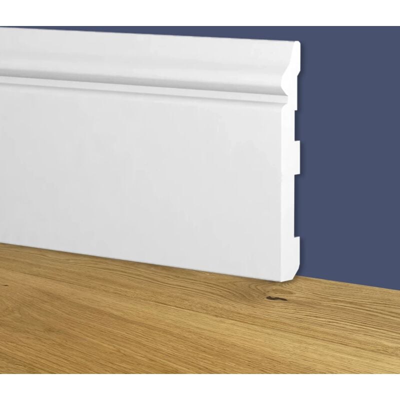 foto del prodotto battiscopa zoccolino bianco mod. etnico 120x16x2000mm in polimeri polistrutturato
