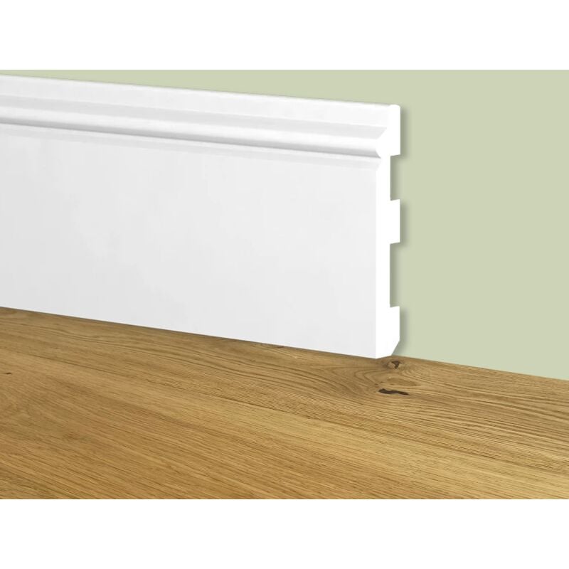 foto del prodotto battiscopa zoccolino bianco mod. etnico 80x13x2000mm in polimeri polistrutturato